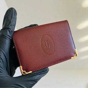 SOLD - Cartier Vintage Burgundy Card Holder with Box